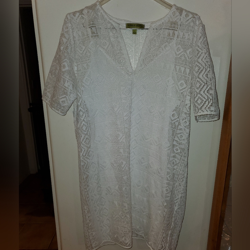 Sigrid Olsen Geometric Short Sleeve Pattern Dress… - image 1